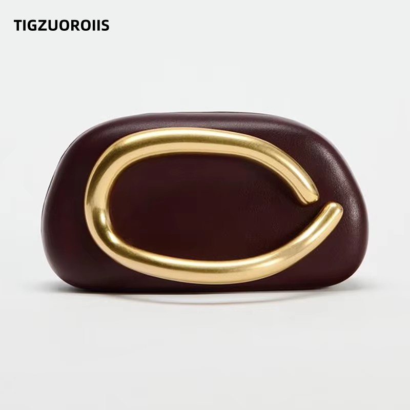 Luxury Bags Medium Size - Gold Metal Closure Box Clutch Bag
