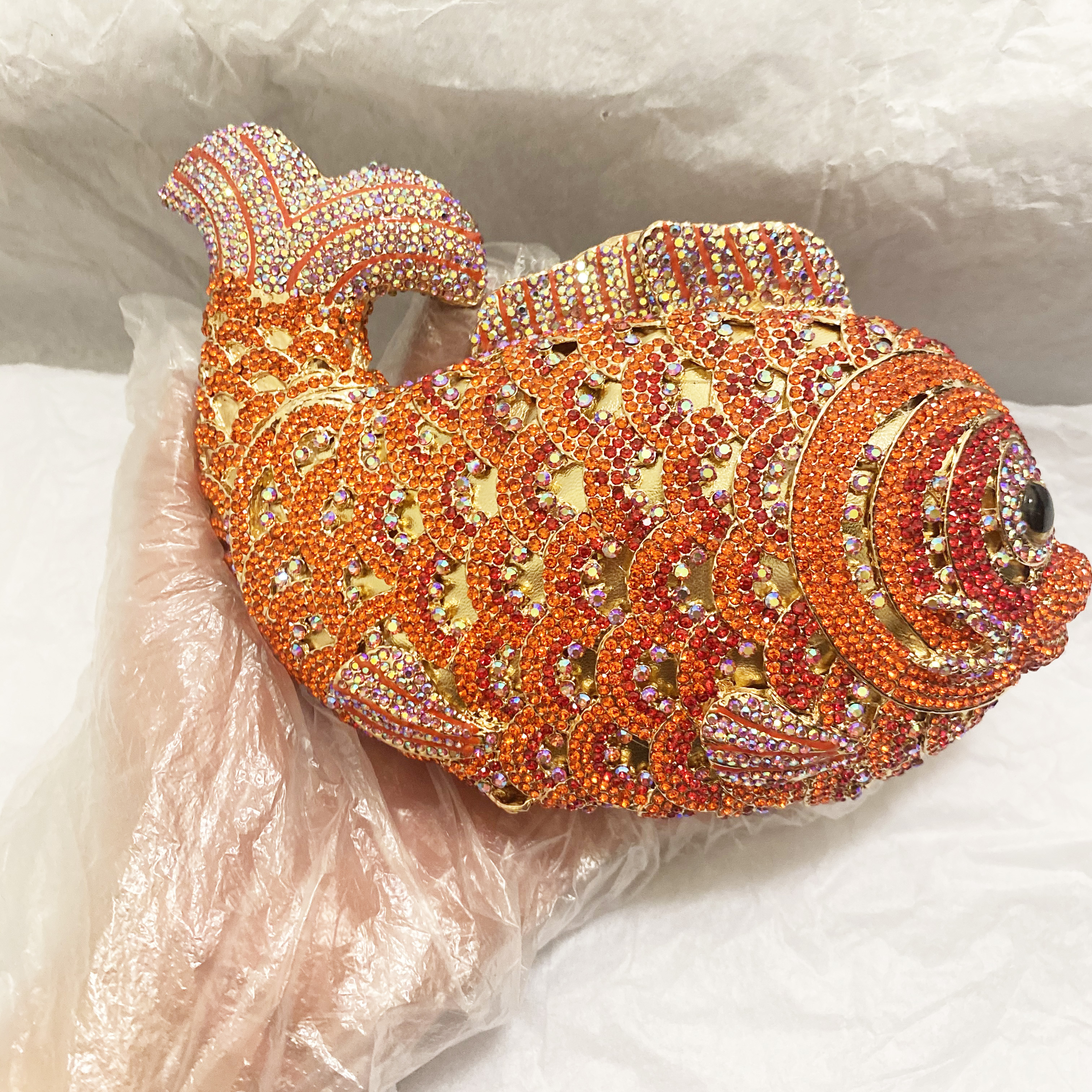 Red/Orange Fish Crystal Mini E - Luxury Bags Supplier avis et prix