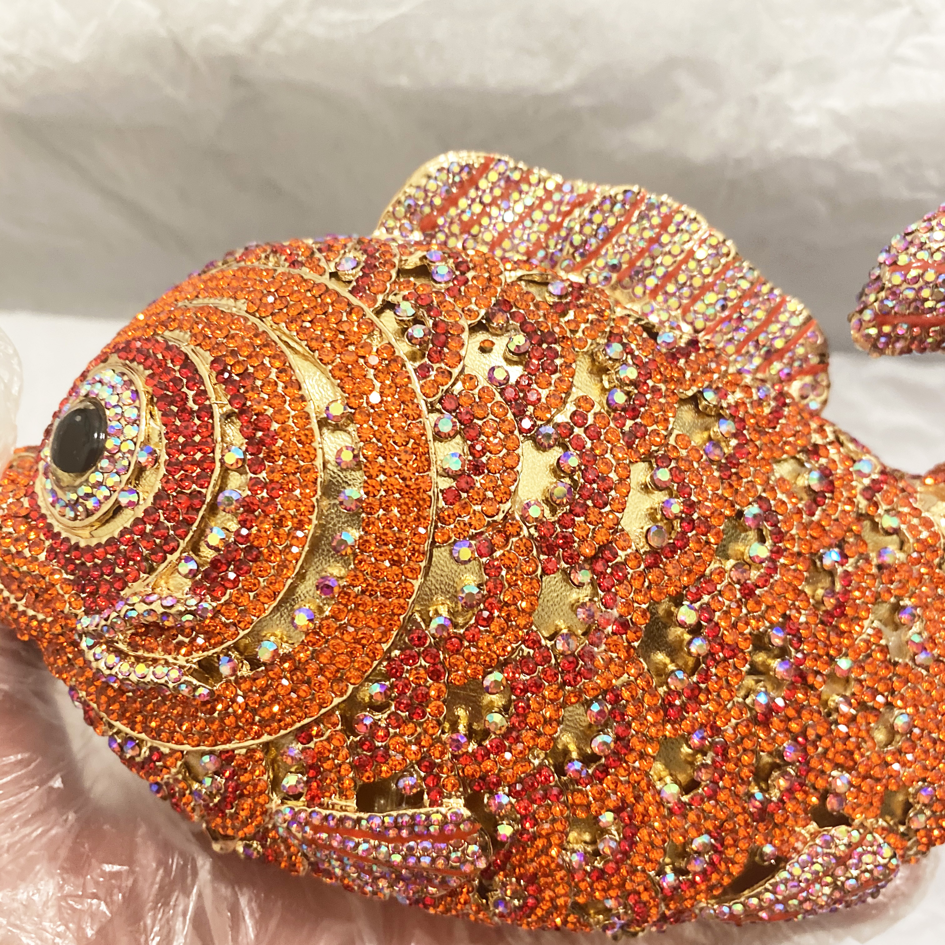Red/Orange Fish Crystal Mini E - Luxury Bags Supplier avis et prix