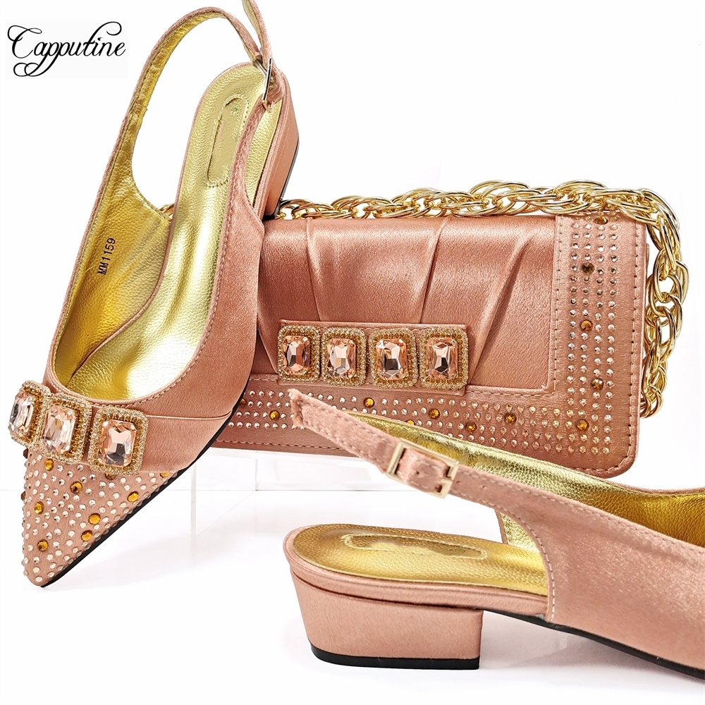 Peach Women Shoes And Bag Set  - Luxury Bags Medium Size avis et prix