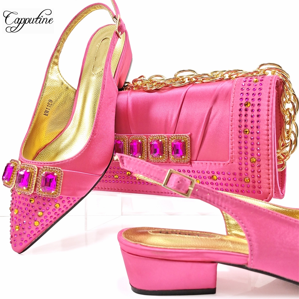Peach Women Shoes And Bag Set  - Luxury Bags Medium Size avis et prix