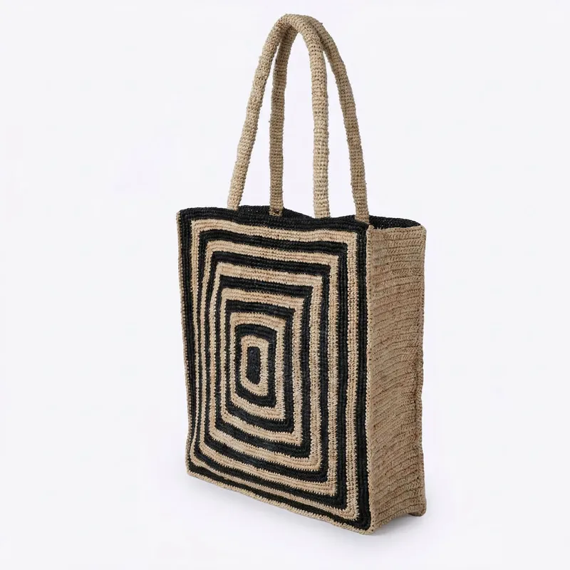 Striped raffia woven straw bag - Luxury Bags & Leather Repair Of Atlanta Photos avis et prix
