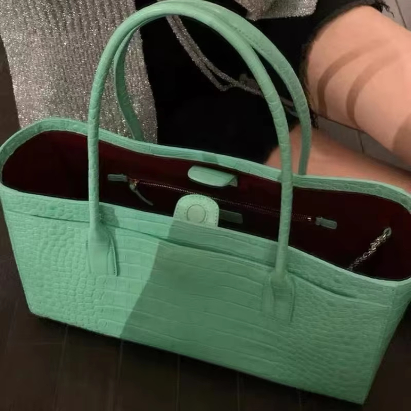 Crocodile-embossed Tote Bag La - Luxury Bags Green avis et prix