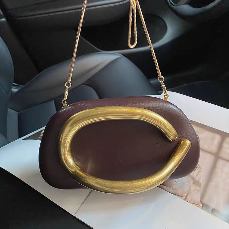Gold Metal Closure Box Clutch  - Luxury Bags Medium Size avis et prix